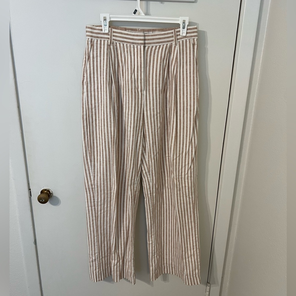 Abercrombie Linen Blend Tailored Wide Leg Pant
